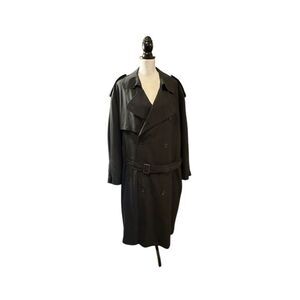 Pierre Cardin Men's Black Trench Coat Long Belted Business Fall. Size 42.